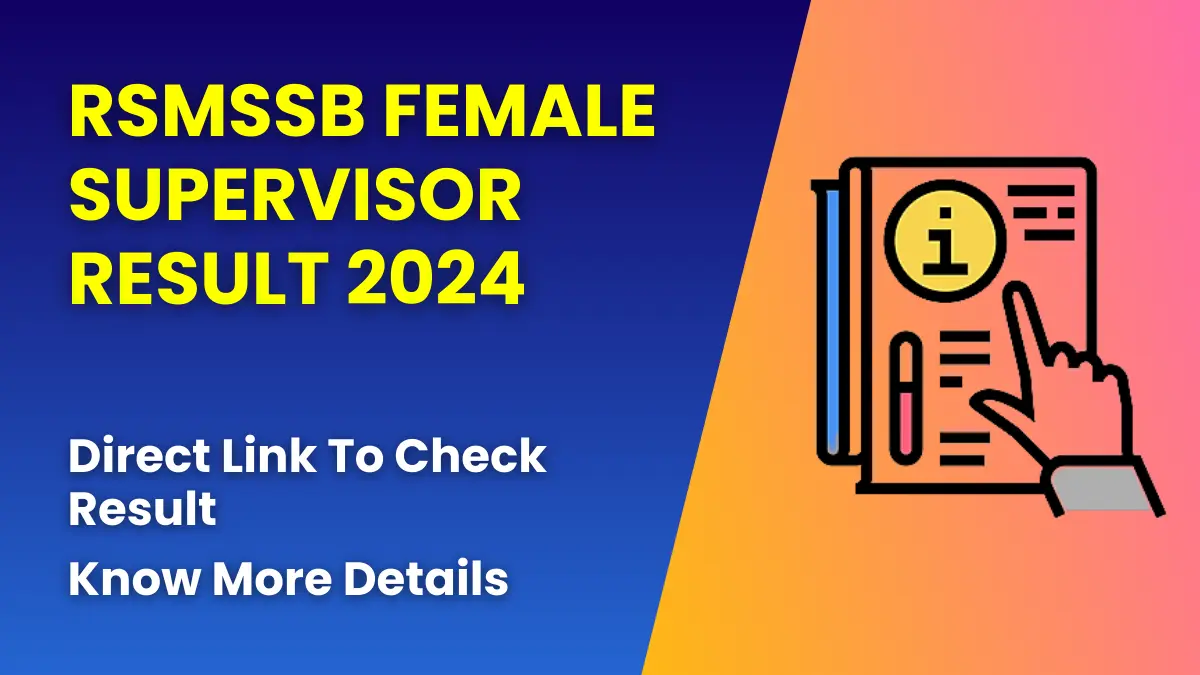 RSMSSB Female Supervisor Result 2024