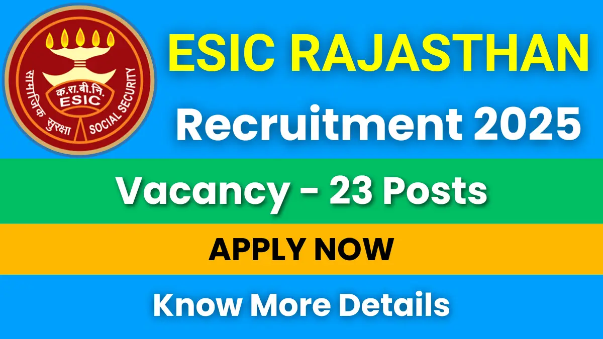 ESIC Rajasthan Tutor Recruitment 2025
