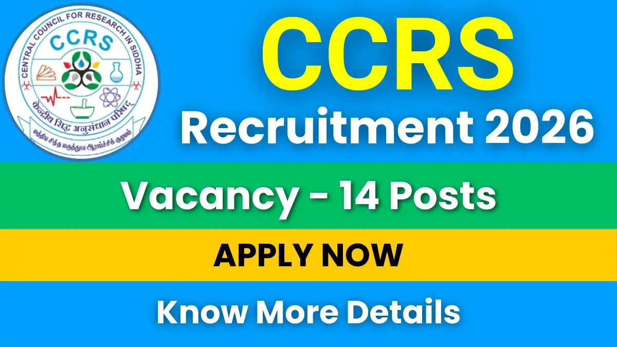 CCRS Recruitment 2026 for 14 Medical Laboratory Technologist Posts: Apply Online Now 1 CCRS Recruitment 2026