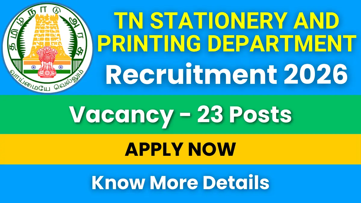 TN Stationery and Printing Department Recruitment 2026