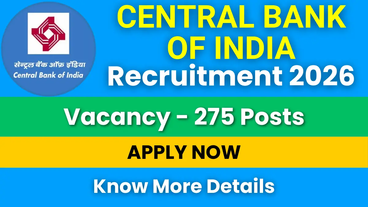 Central Bank of India SO Recruitment 2026